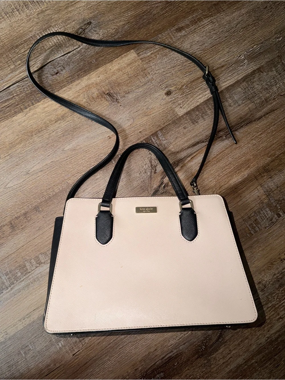 kate spade Blush and Black Satchel with Crossbody Strap
